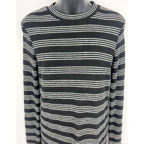 Volcom Stripe Dress Size Small S Long Sleeve Crew Neck Black White Stripe New - Picture 2 of 10